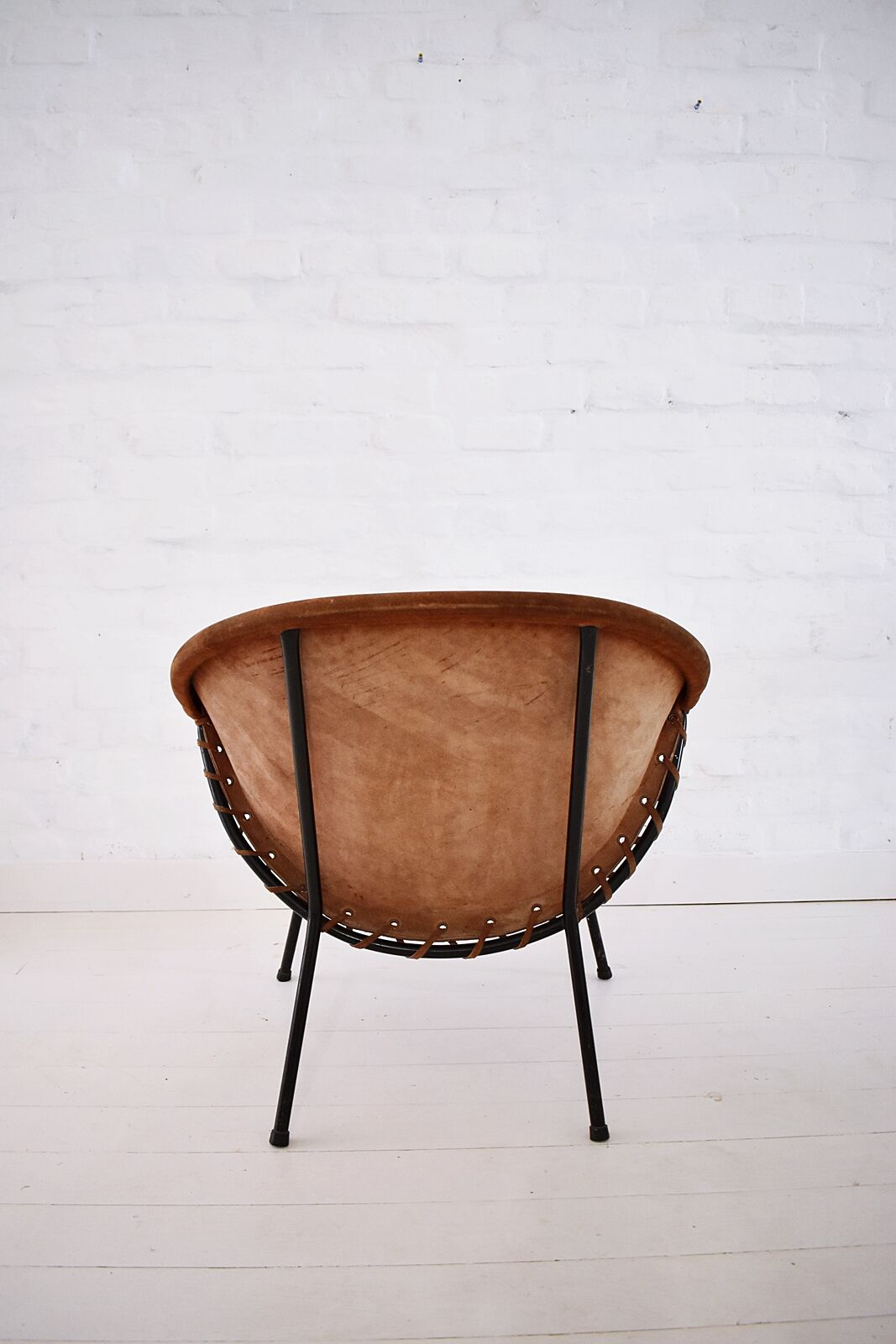 Vintage balloon suede easy chair, 1960s, Hungary