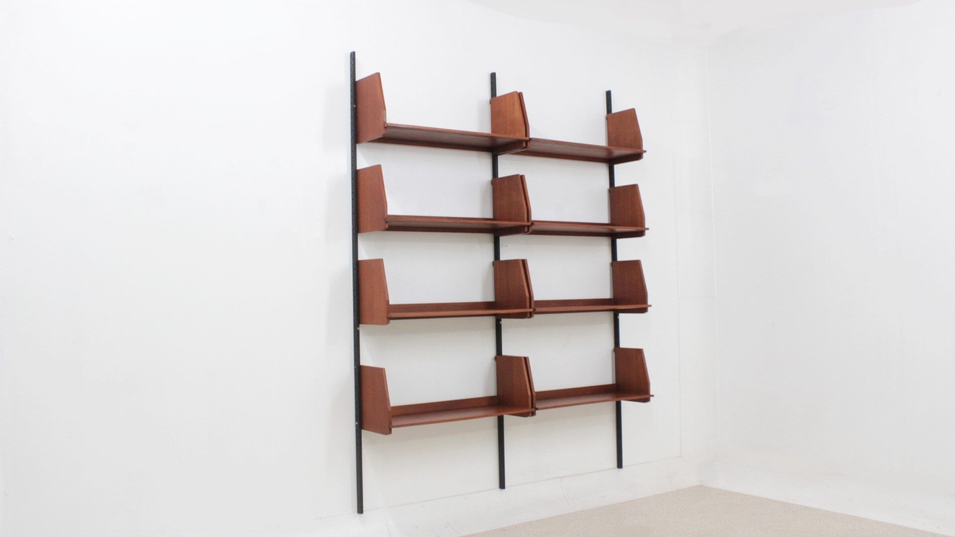 Mid century teak wall shelving unit 1950s