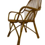 Rattan easy chair by Dirk van Sliedregt Rohe Noordwolde 1960 in the Netherlands