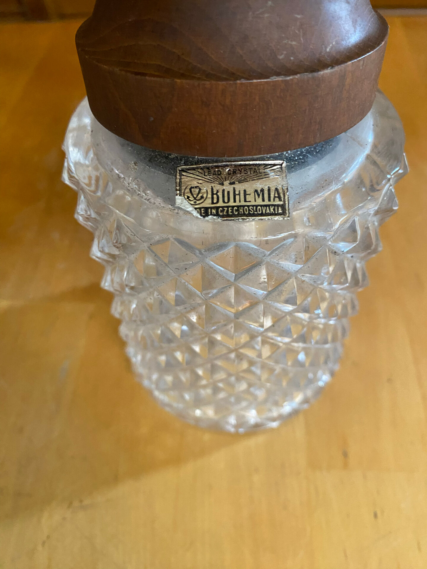 Vintage wall sconce mobelhaus wood + bohemia crystal globe