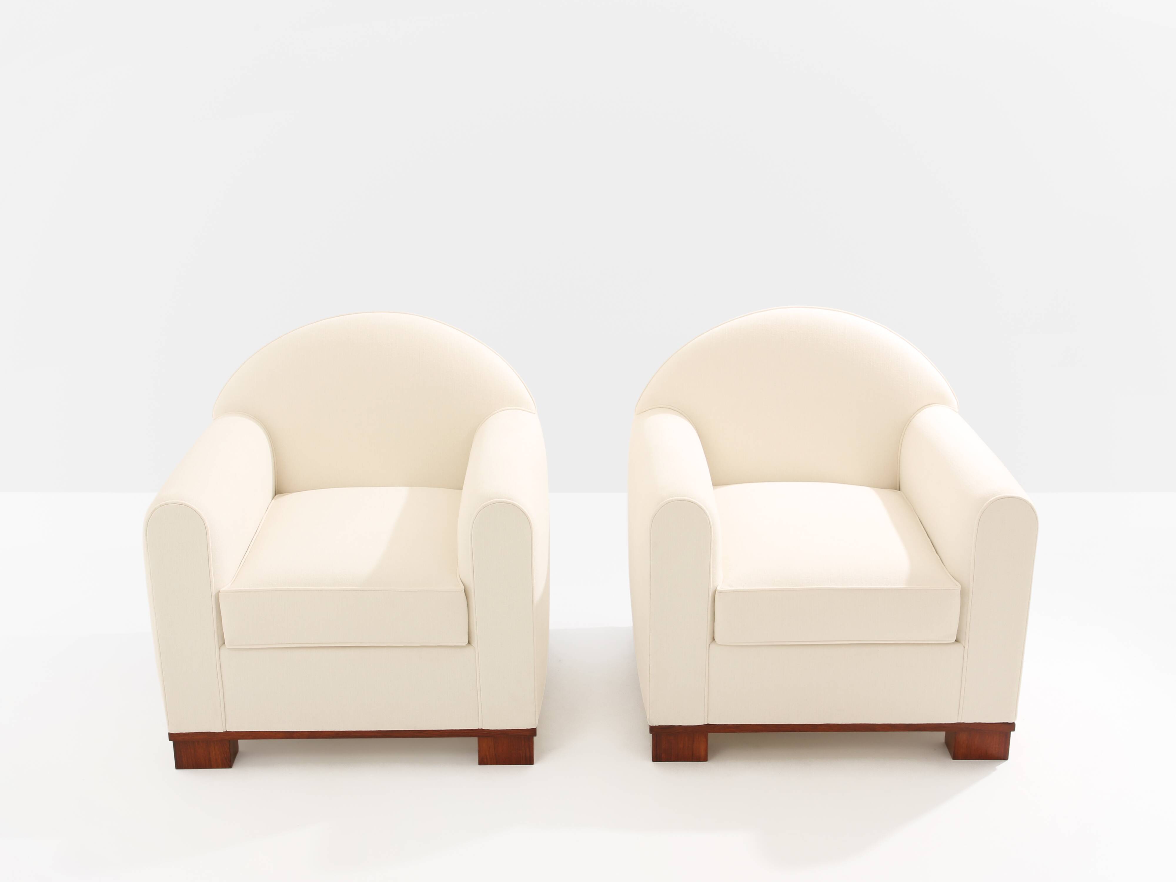 Jacques Adnet pair of modernist club armchairs in rosewood 1931