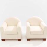 Jacques Adnet pair of modernist club armchairs in rosewood 1931