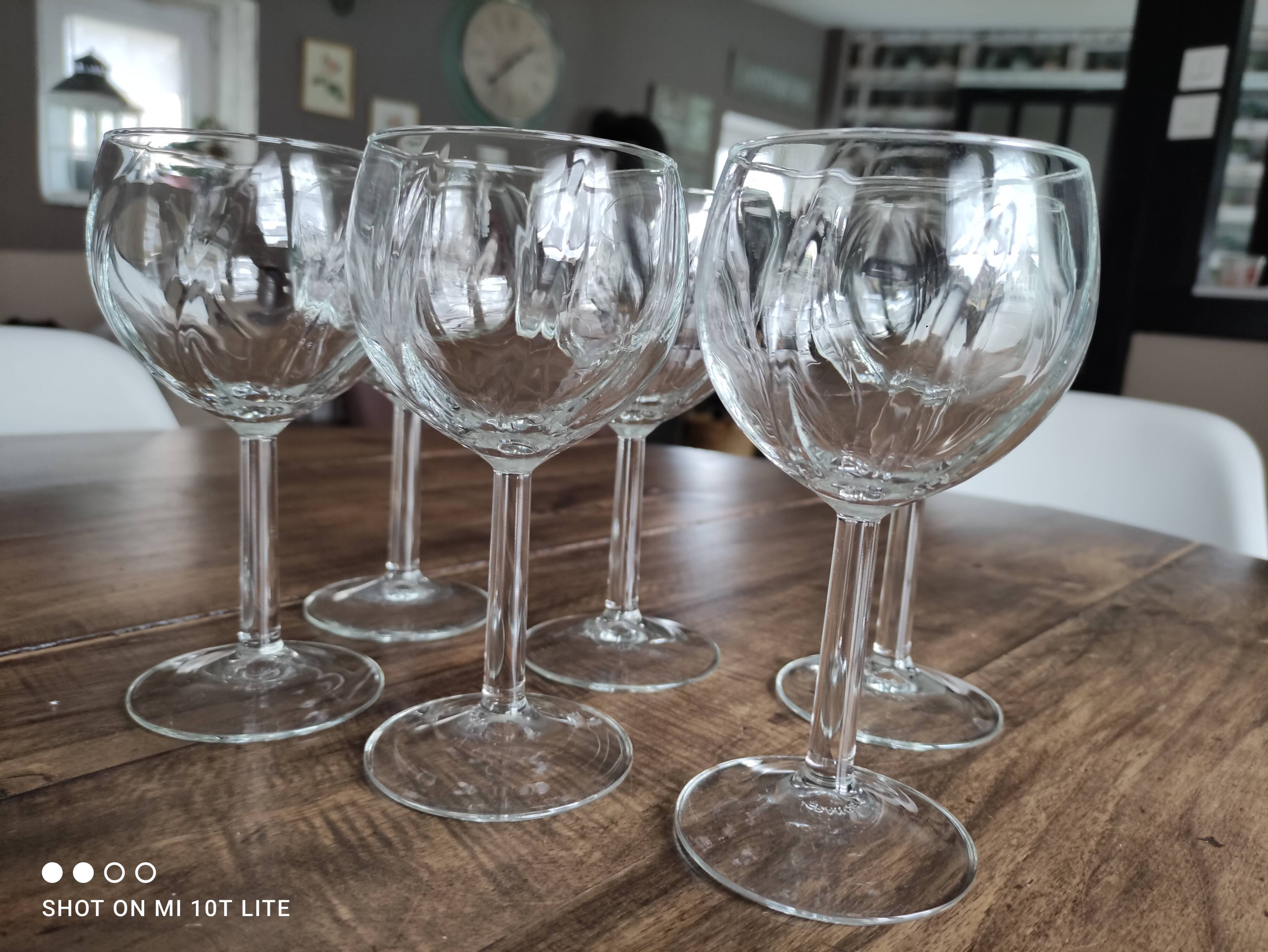 Lot de 6 verres à vin ballon vintage en verre buvant voluté