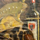 Painting old still life with the bottle XXth