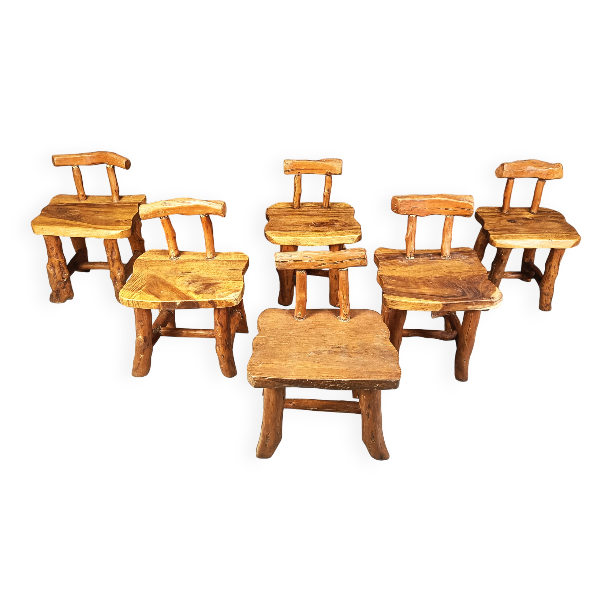 Vintage sculptural brutalist dining chairs, set of 6 - 1960s