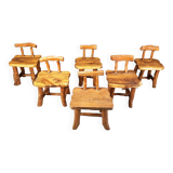 Vintage sculptural brutalist dining chairs, set of 6 - 1960s