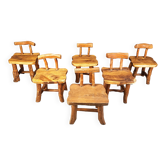 Vintage sculptural brutalist dining chairs, set of 6 - 1960s