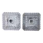 Pair of ceiling lights or moulded glass wall lights.