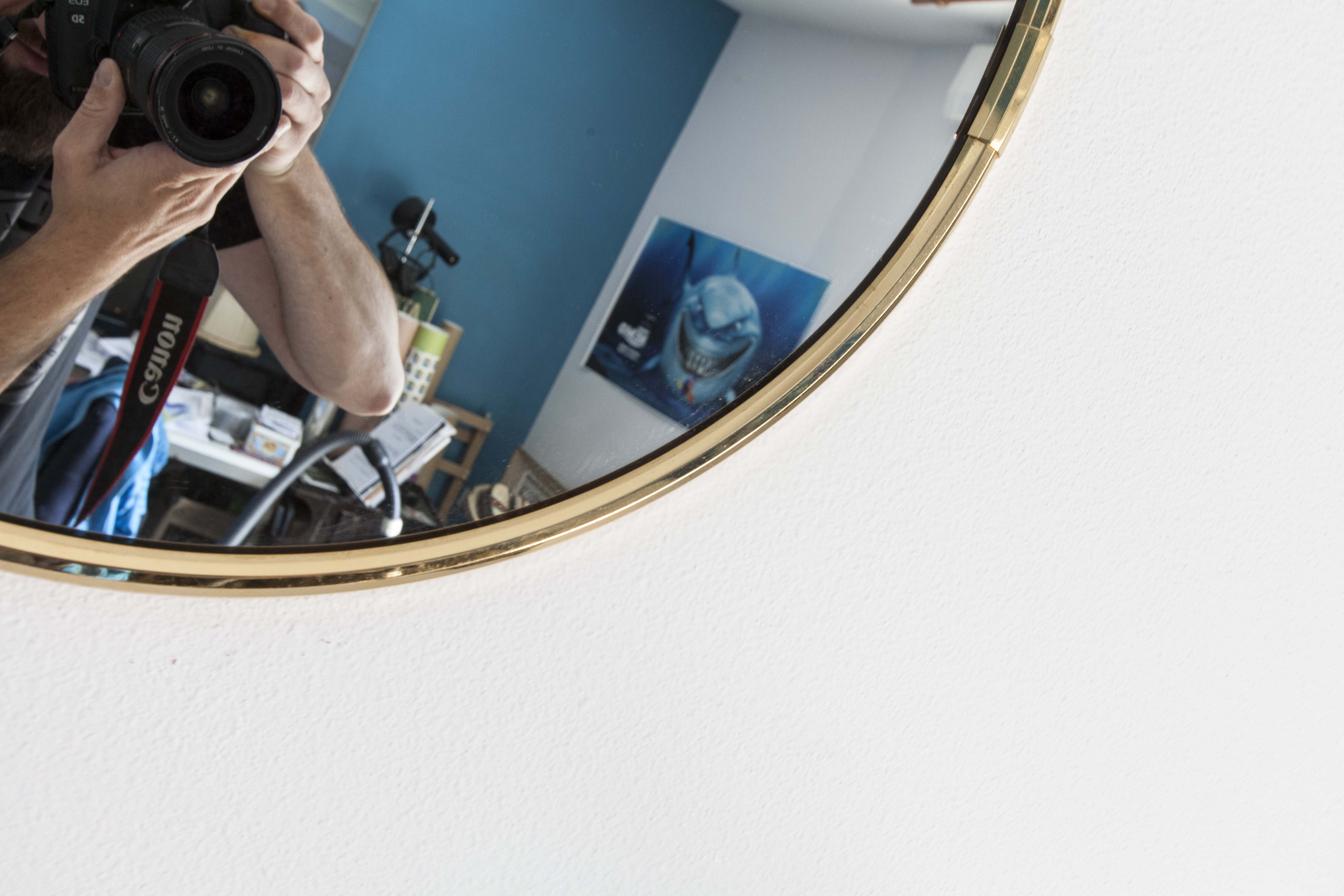 Brass mirror 60cm, 1960s