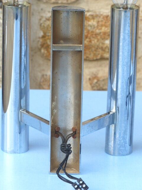 Chromed metal wall lights from Sciolari House in the 60s