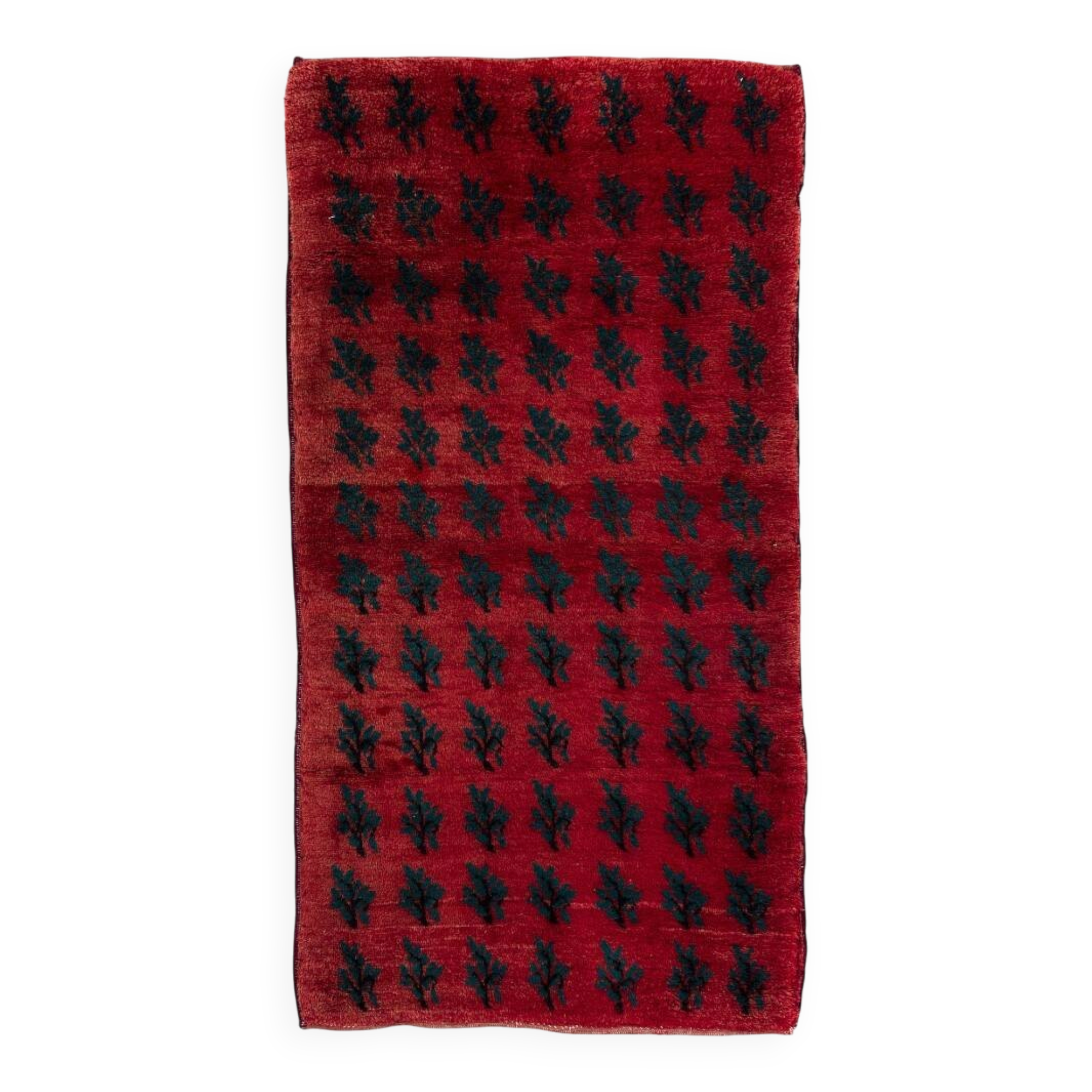 Vintage Handmade Turkish Tulu Rug with Serrated Leaf Design, 100% Wool