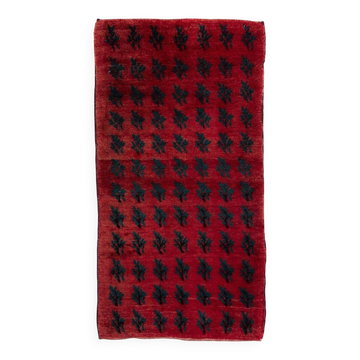 Vintage Handmade Turkish Tulu Rug with Serrated Leaf Design, 100% Wool