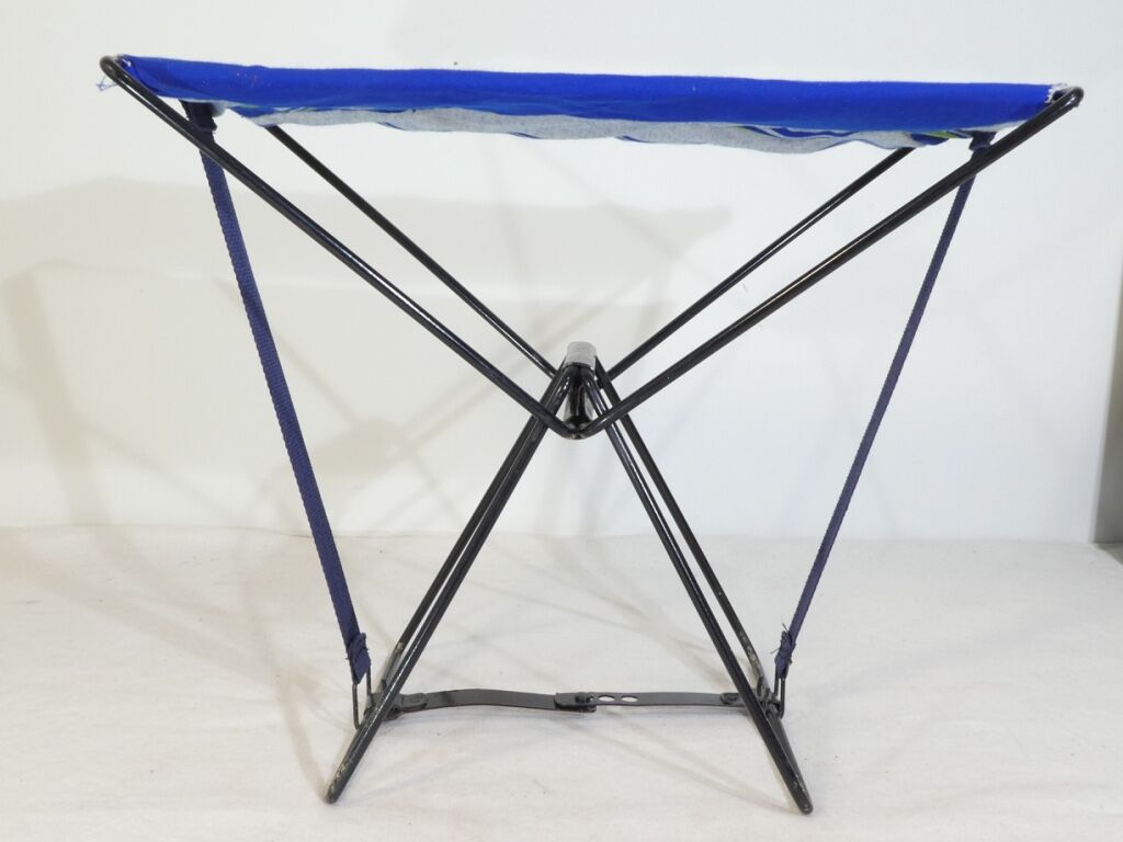 Vintage 190s folding camping stool with clutch