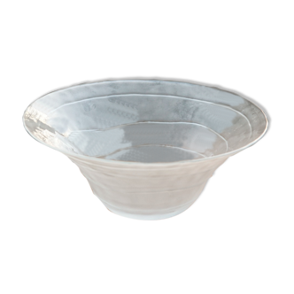 Vintage salad bowl in frosted glass, streaked