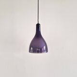 Set of 2 purple and white glass pendant lamps, 1960's / 1970's
