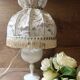 white bedside lamp with lace and opaline bohemian chic