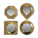 Set of 4 small wall mirrors in brass, geometric shapes, 9 cm