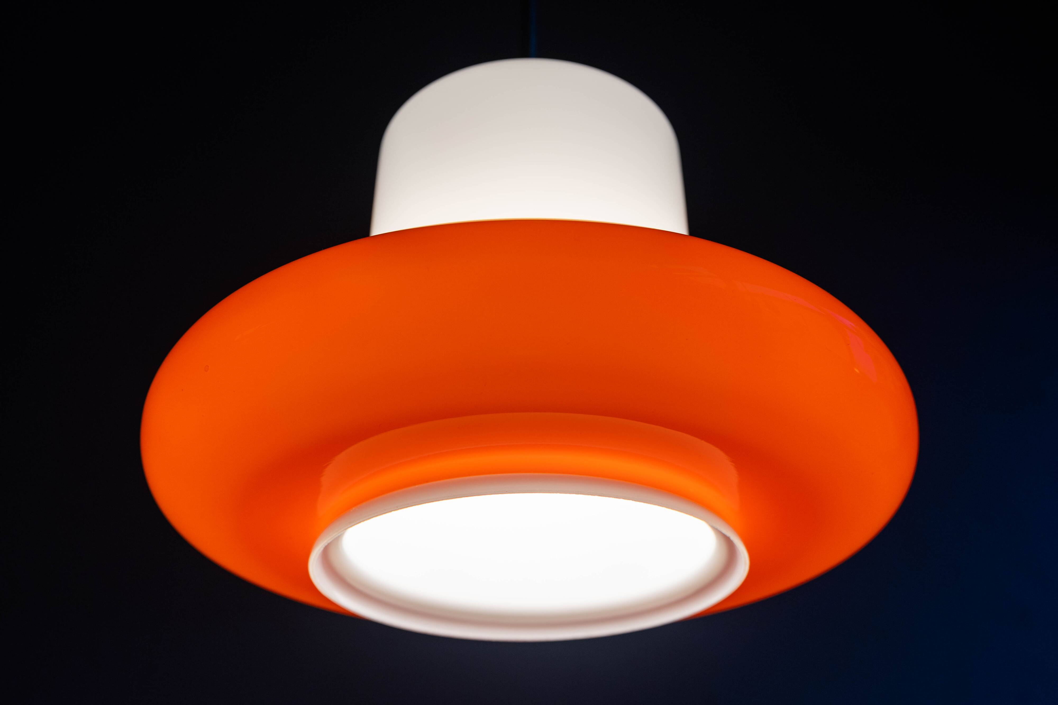 Vintage Czechoslovak Hanging Glass Lamp By Osvětlovací Sklo, 1970s