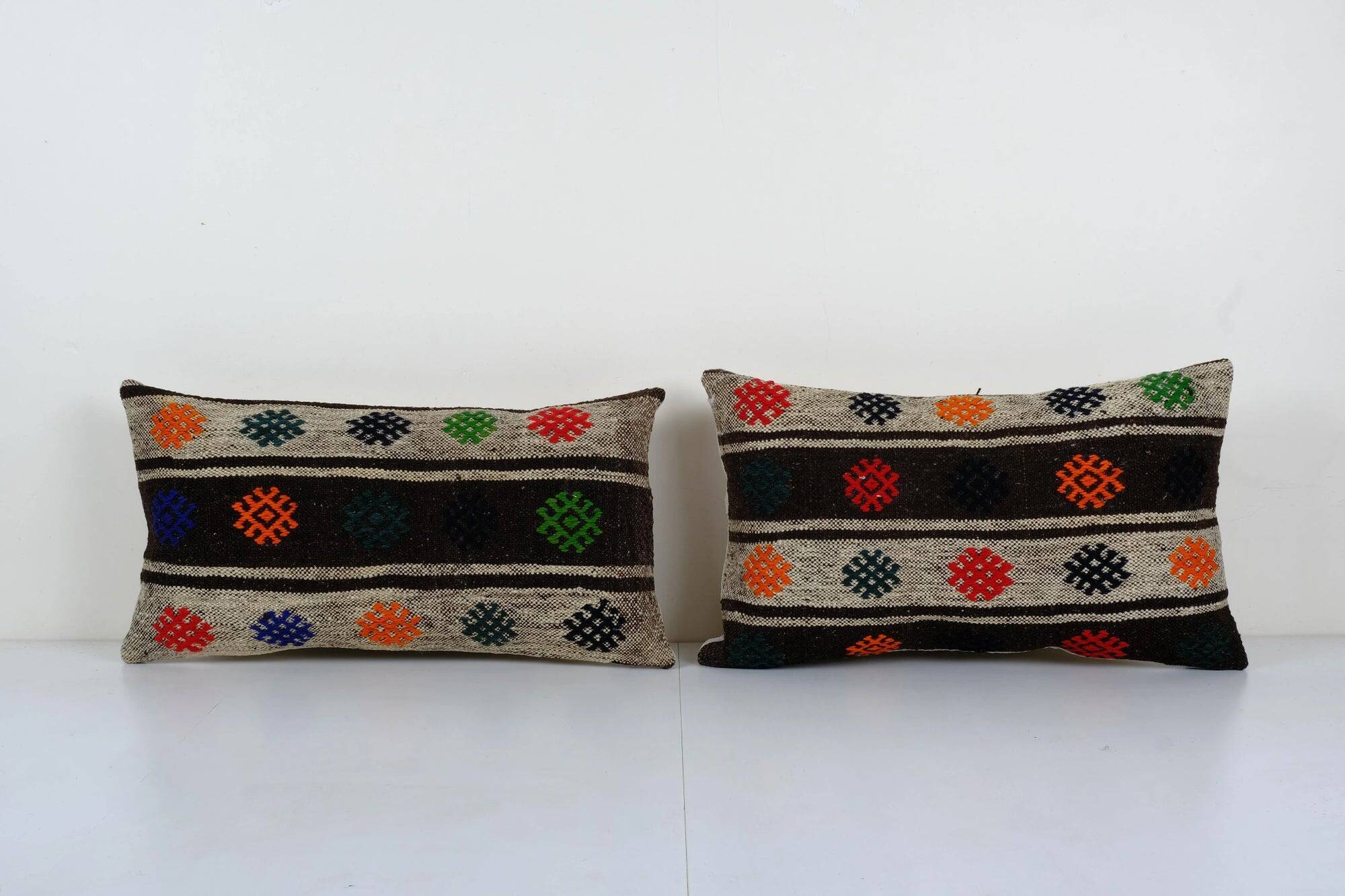 Set of 2 vintage kilim cushion covers 30x61 cm
