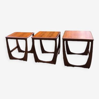 Set of three vintage teak nesting tables