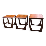 Set of three vintage teak nesting tables