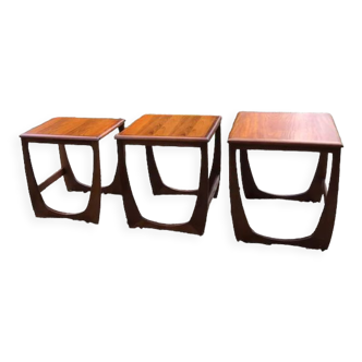 Set of three vintage teak nesting tables