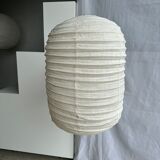 Suspension in rattan and natural japanese linen lantern shape h70 d50
