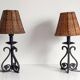 Mid-20th Century Spanish Hand-Forged Wrought Iron Table Lamps