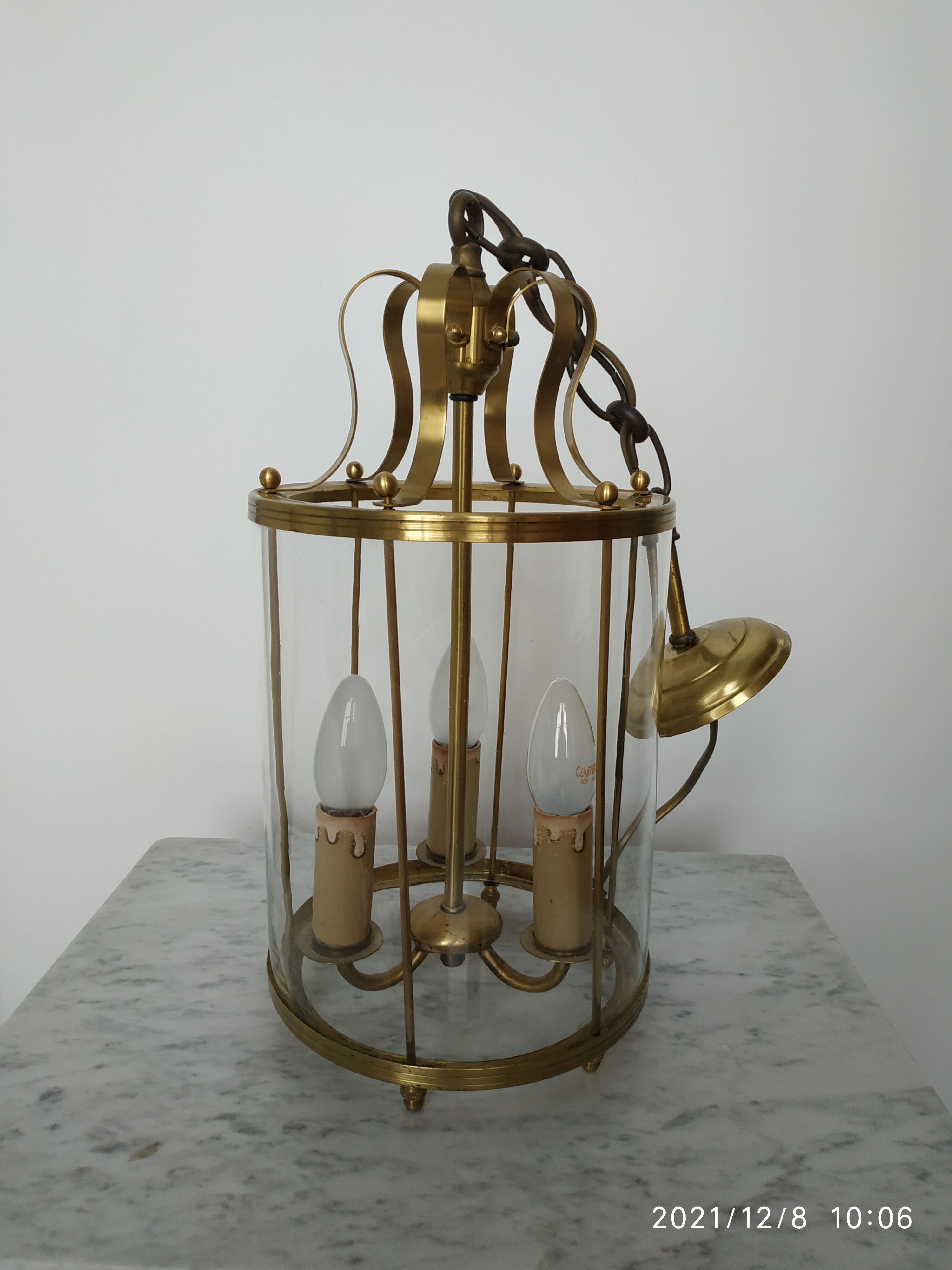 Glass and brass lantern