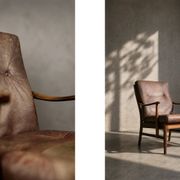 Fauteuil vintage en hêtre et cuir marron du milieu du siècle de Farstrup Møbler