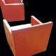 Paire de fauteuil club en cuir orange 1980