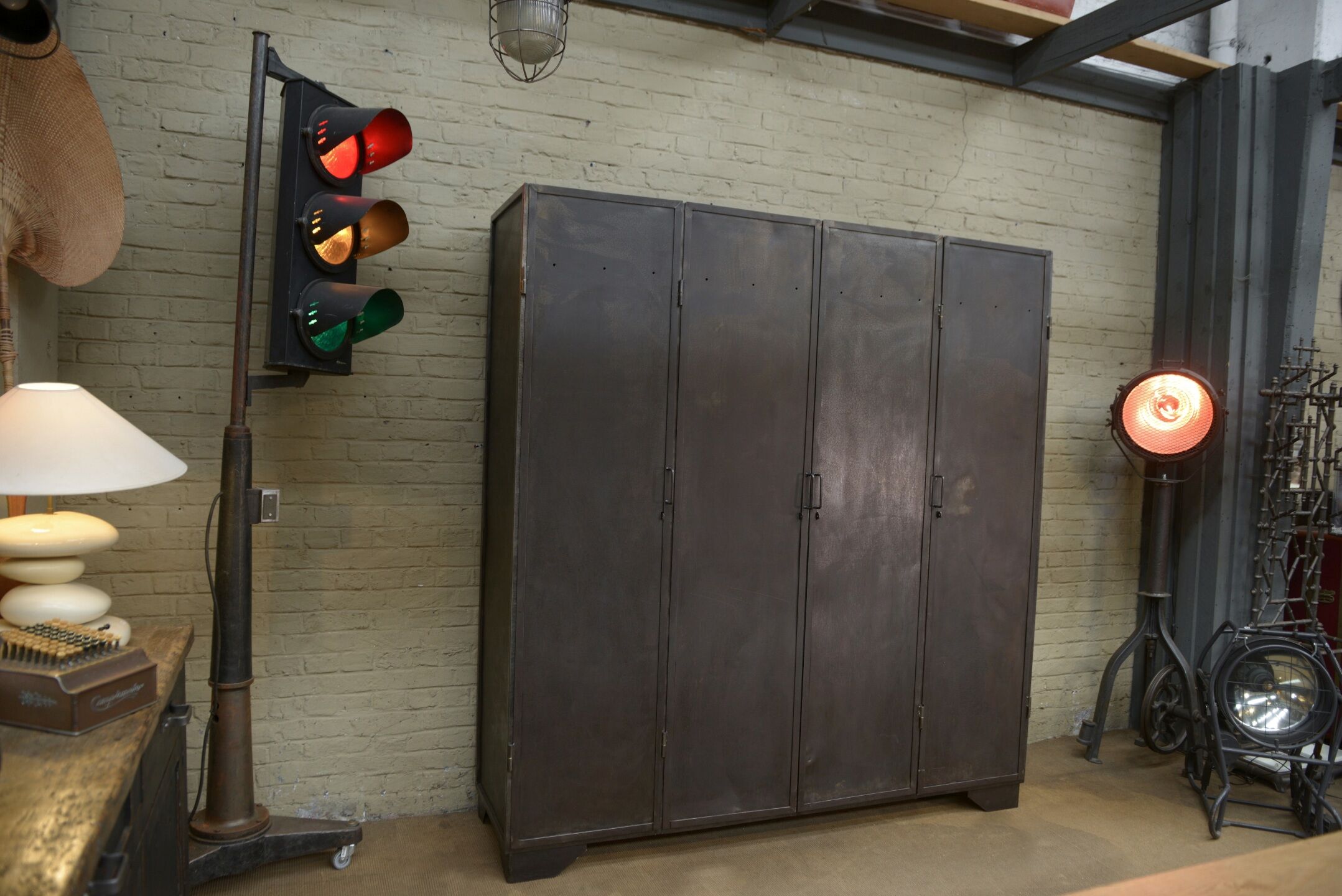 Industrial cabinet 4 doors in metal 1950