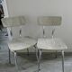 Pair of chairs in Formica effect wood veins and golden singing