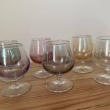 6 iridescent multi-colored stemmed glasses
