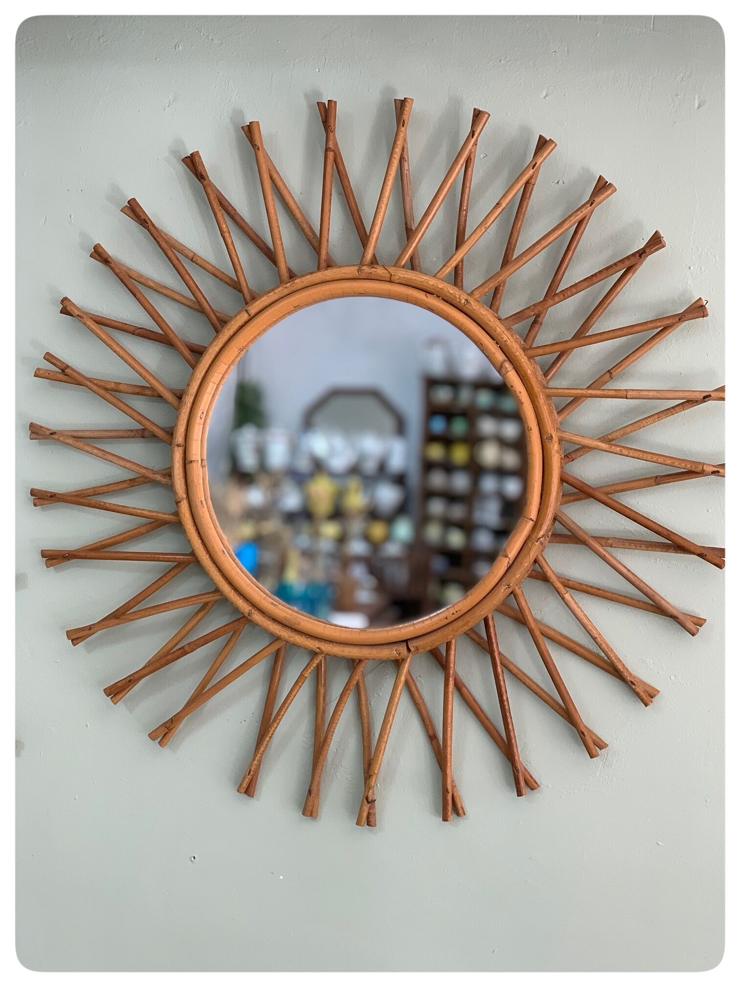 Old rattan mirror