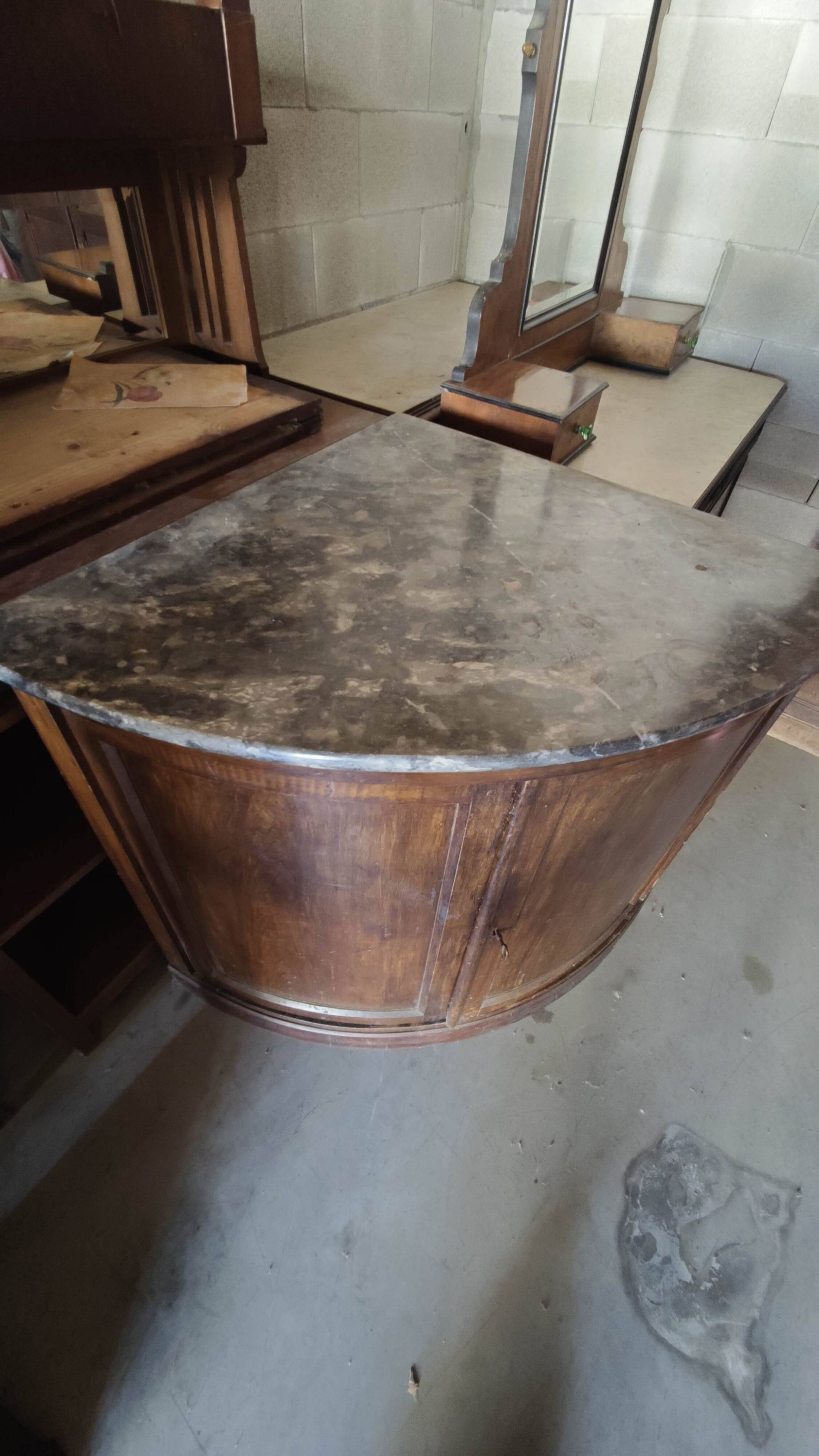 Rare Low Corner Cabinet from the Louis-Philippe Period – 19th Century – Marble Top