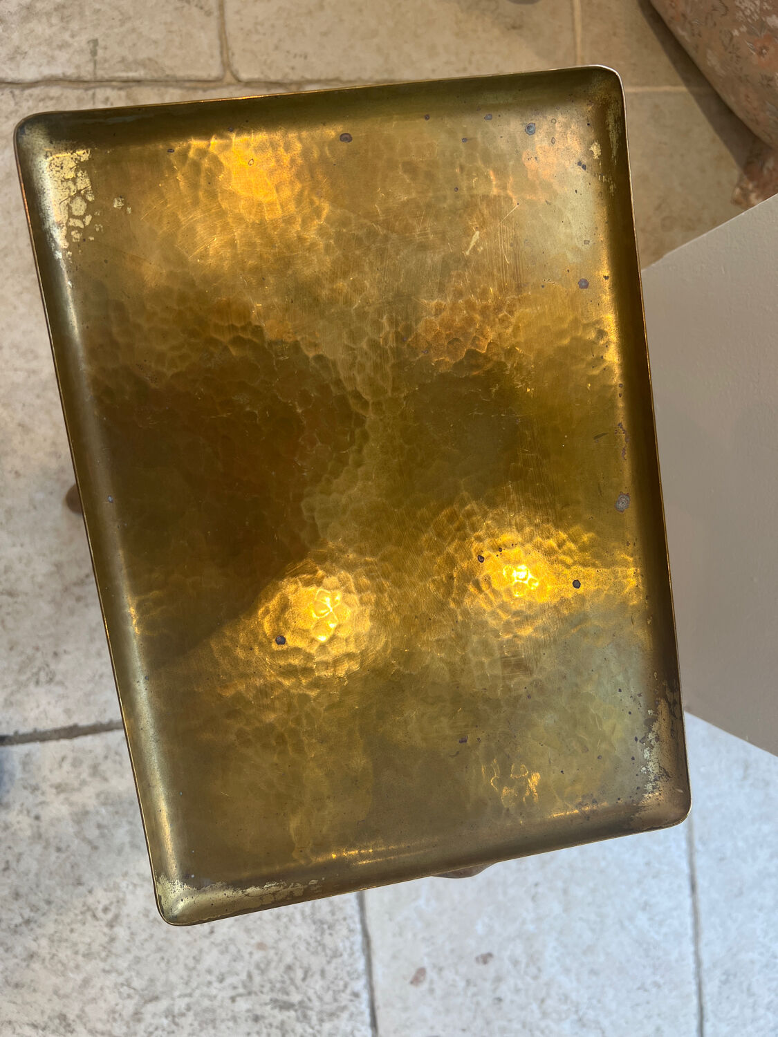Hammered brass tray