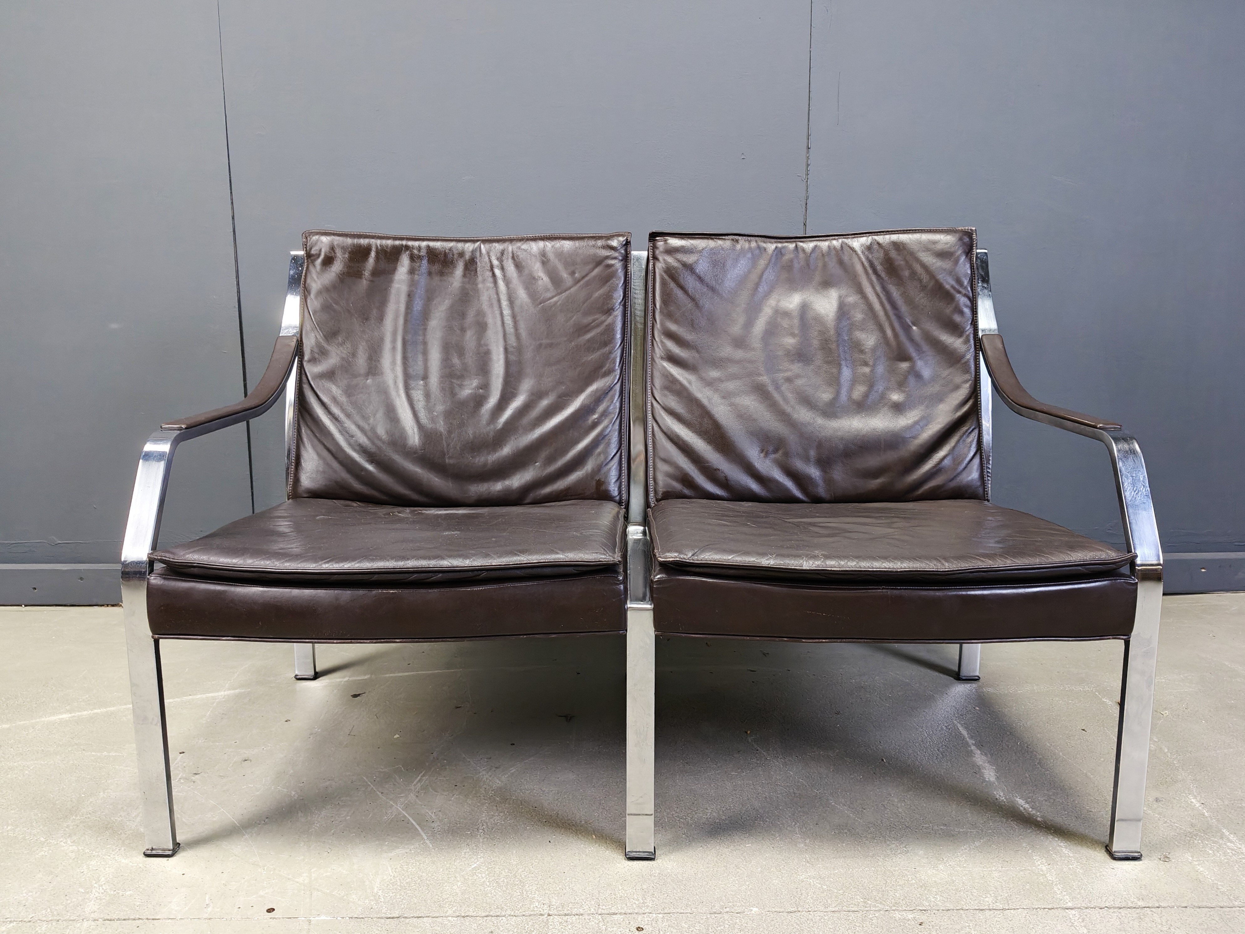 Leather sofa by Preben Fabricius and Jorgen Kastholm for Walter Knoll