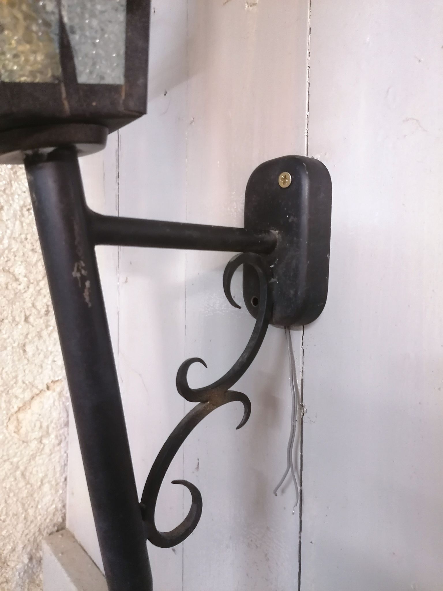 Great Applic Flambeau / Lantern Wrought Iron - Frosted Glass - 1st Half 20th Century