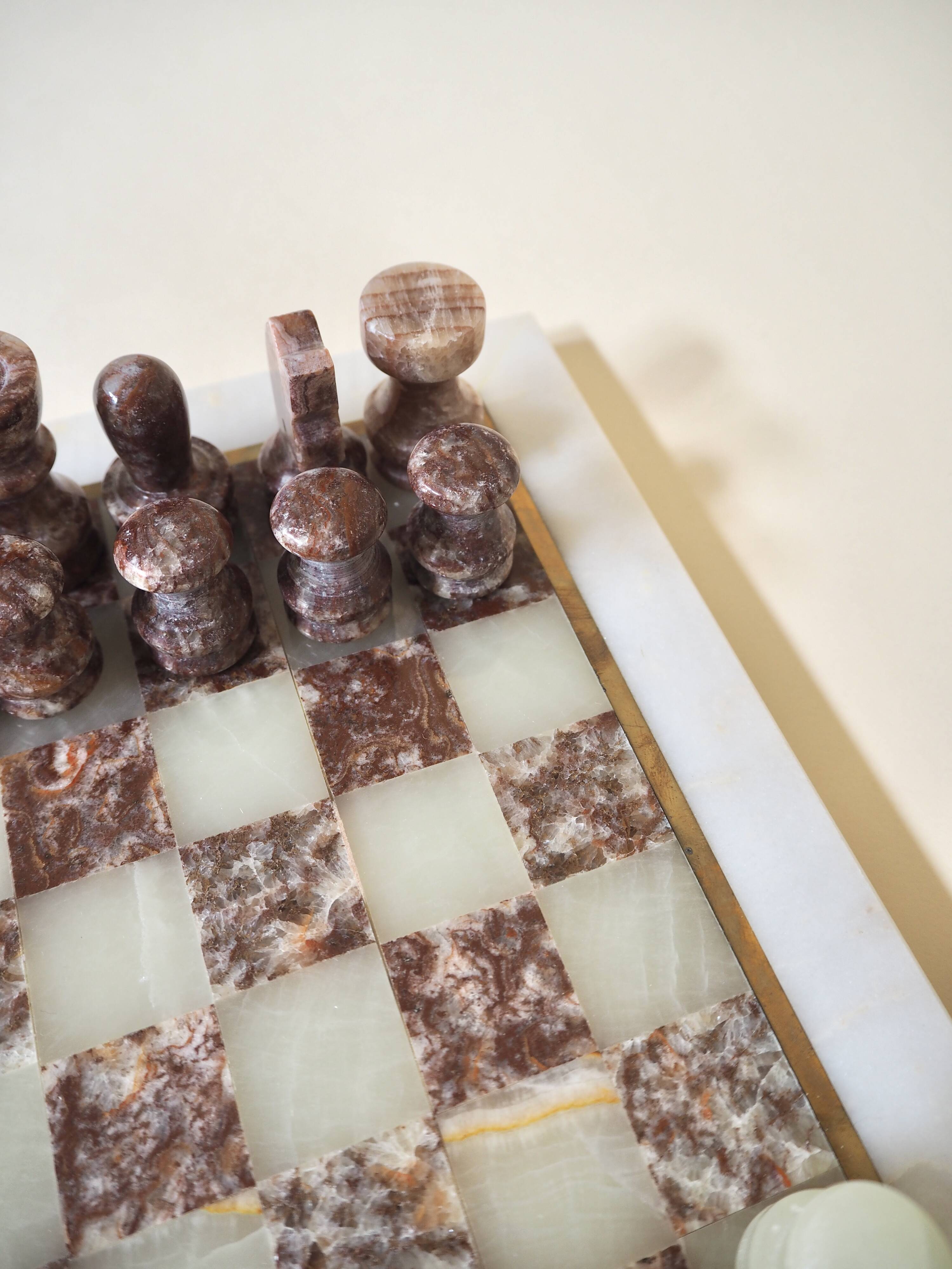Onyx and marble chess set