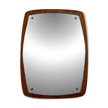 Miroir vintage, bois de teck, Suède années 1950