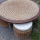 Vintage coffee table + 4 poufs