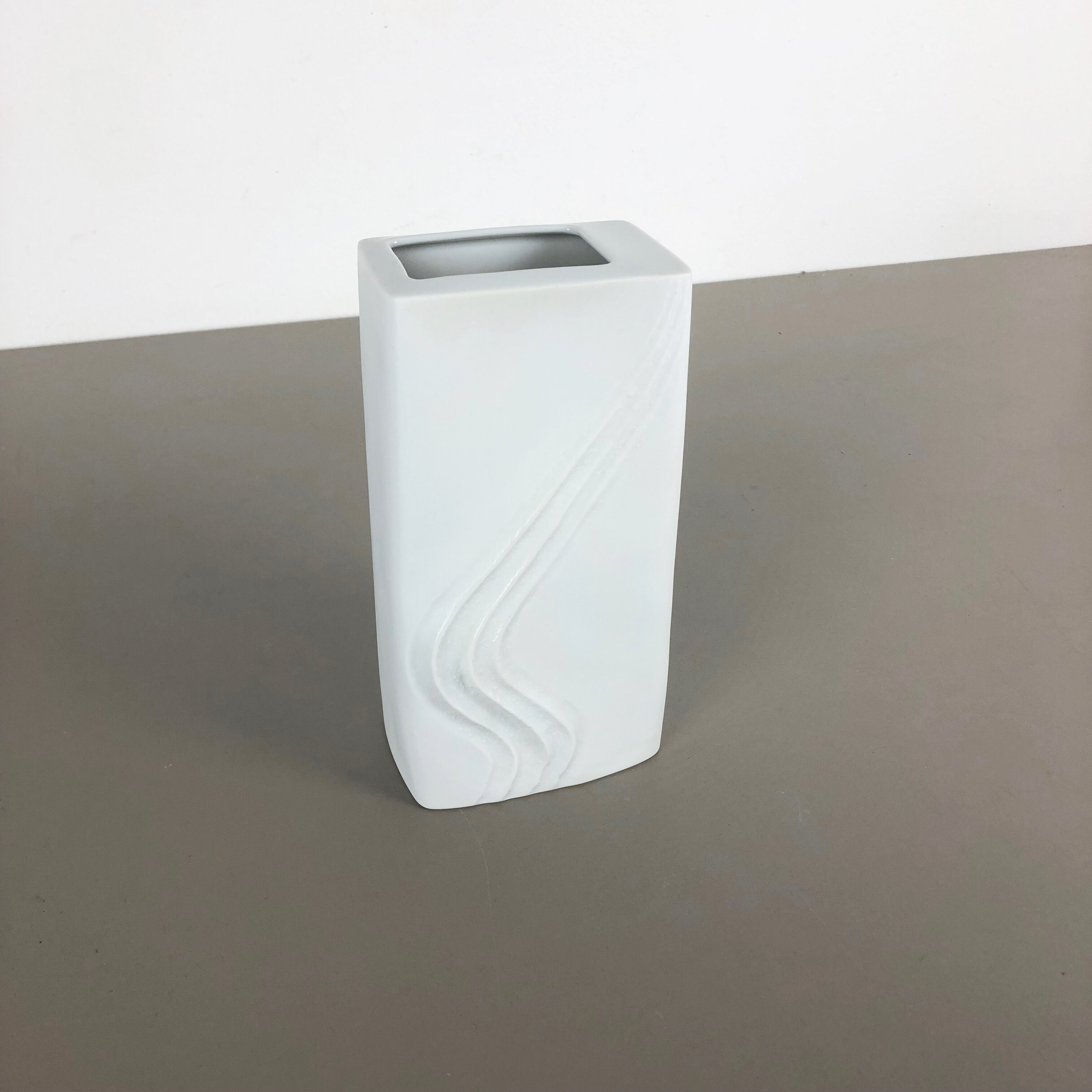 Large OP Art Vase Porcelain German Vase by Martin Freyer for Rosenthal, 1970s
