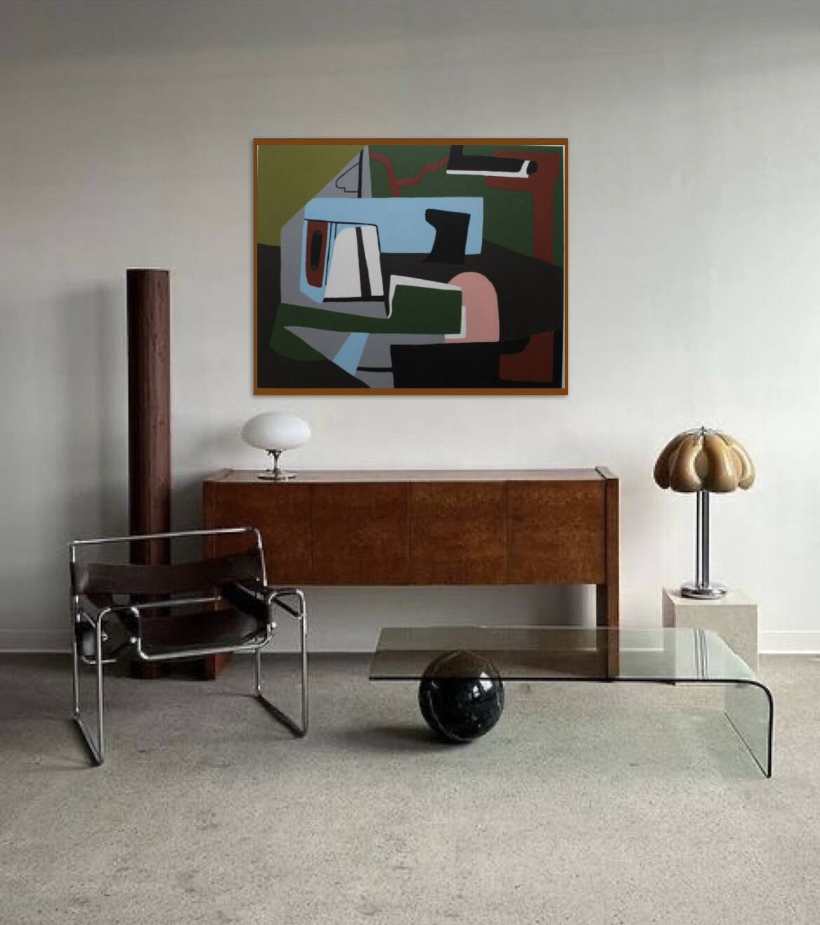 Original abstract painting "Powerful alignment" on canvas 100x81cm.