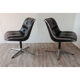 Pair of leather swivel armchairs by Charles Pollock for Knoll 1960