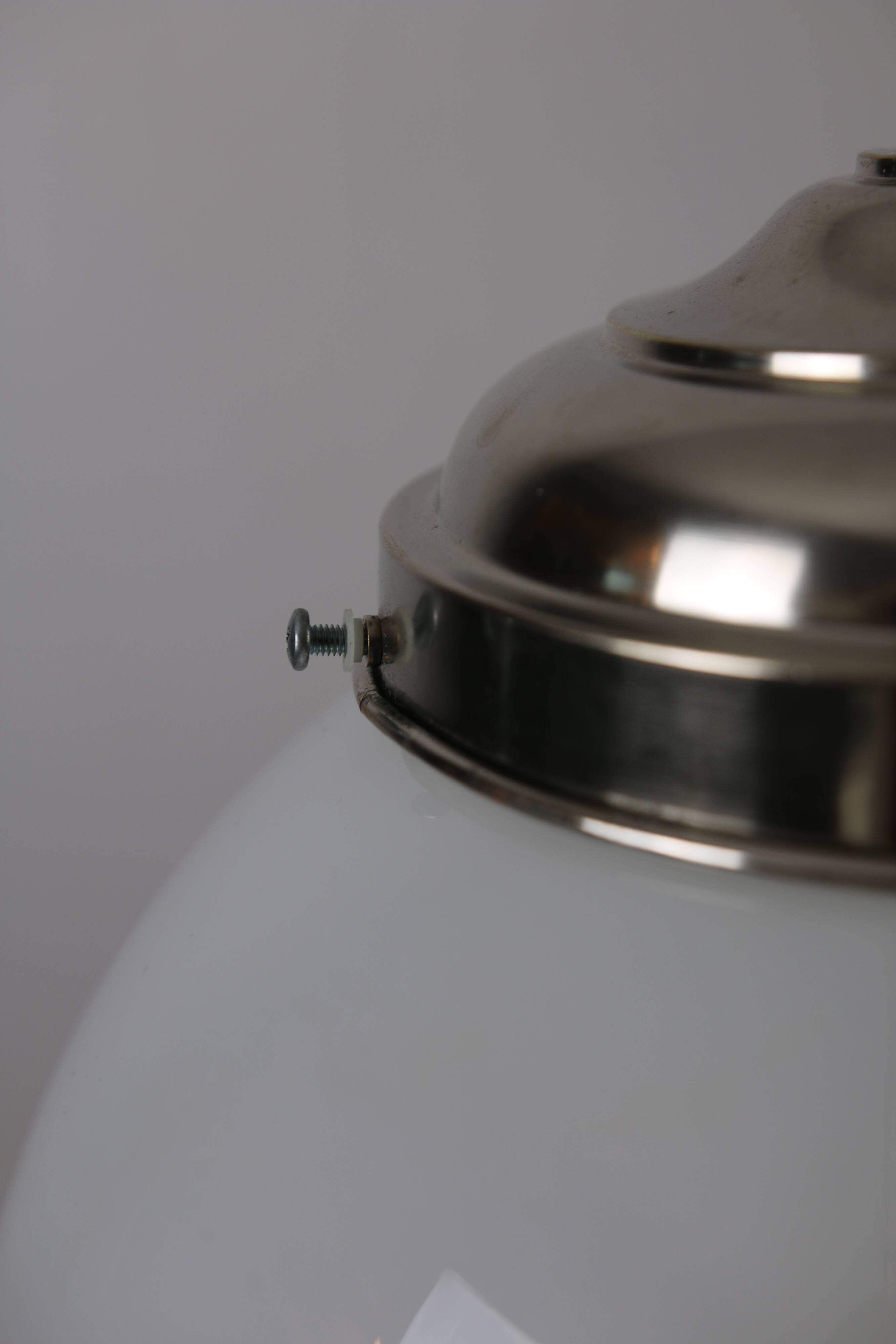 Vintage chrome opaline pendant light, 1970s-80s