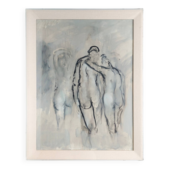 Painting, oil on canvas, nude study.