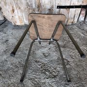 Series of 4 Formica Chairs Wood Legs Metal Chrome Vintage #A243