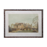 Tableau lithographie les quais de seine à Paris signé alexis Mori.