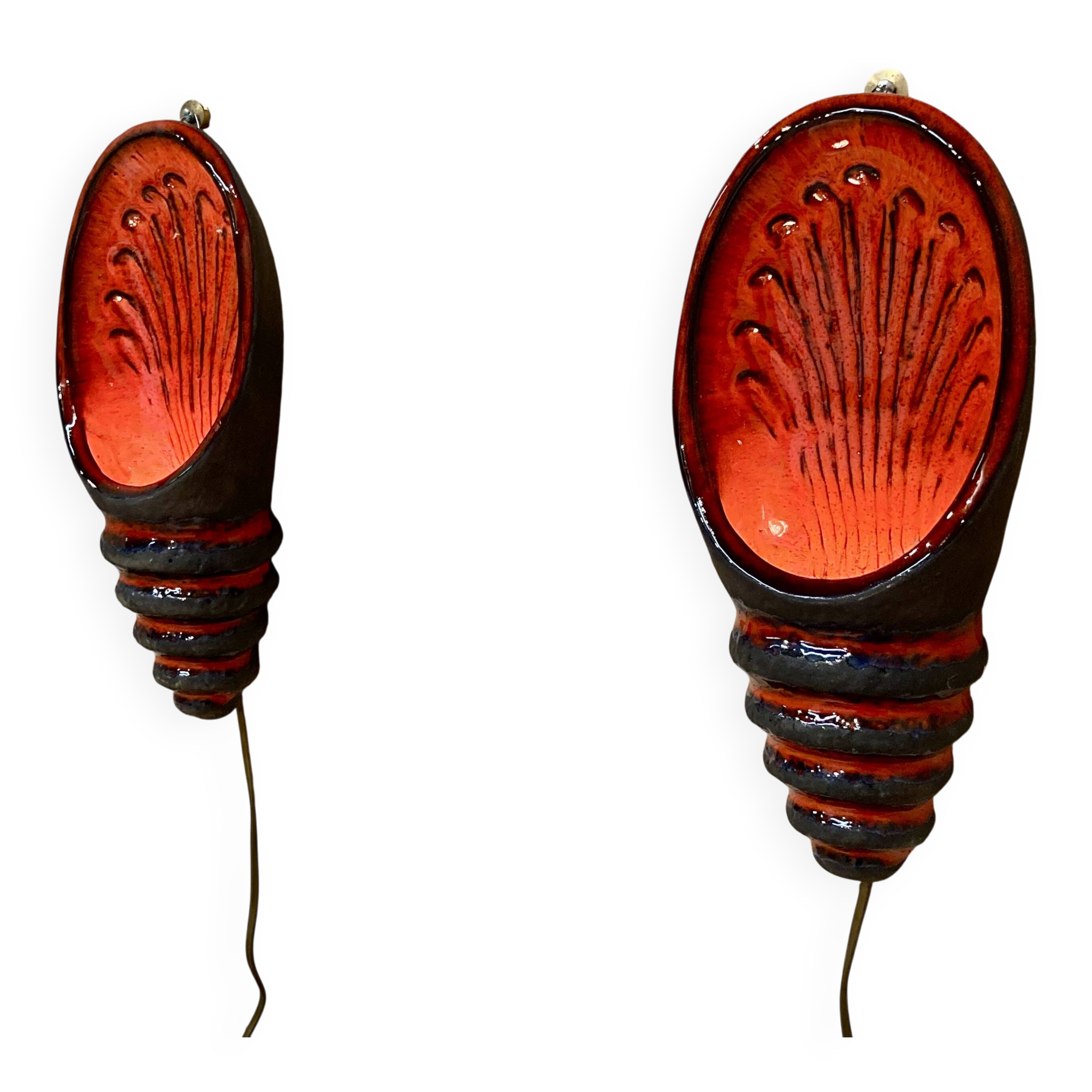 PAIR OF CERAMIC WALL LIGHTS SCANDINAVIAN DESIGN 1960.